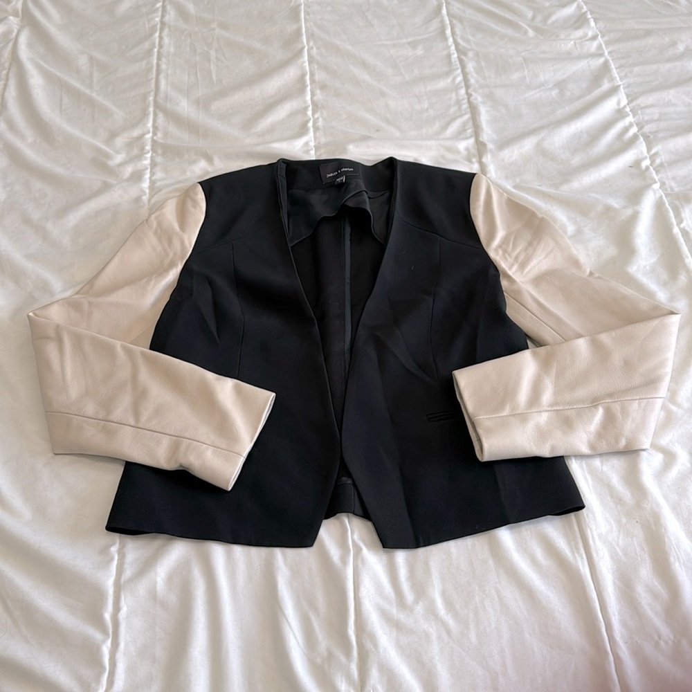 Judith & Charles Colourblock Blazer With Lamb Leather Sleeves Size 6